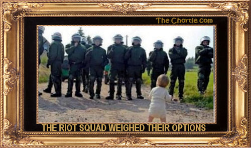 The riot squad weighed their options.