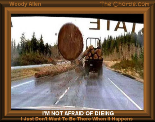 I'm not afraid of dieing. I just don't want to be there when it happens - Woody Allen