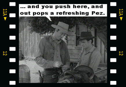 And you push here, and out pops a refreshing Pez