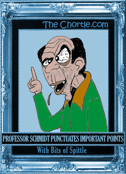 Professor Schmidt punctuates important points with bits of spittle