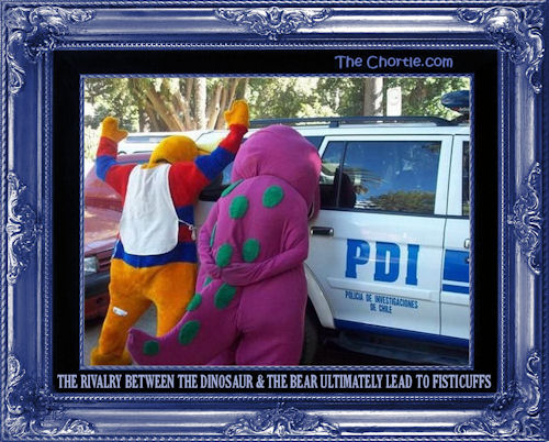 The rivalry between the dinosaur & the bear ultimately lead to fisticuffs