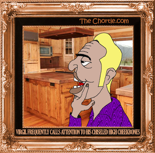 Virgil frequently calls attention to his chisleled high cheekbones