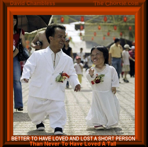 Better to have loved and lost a short person than never to have loved a tall - David Chambless