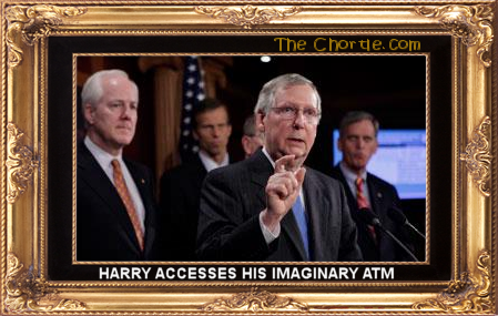 Harry accesses his imaginary ATM.